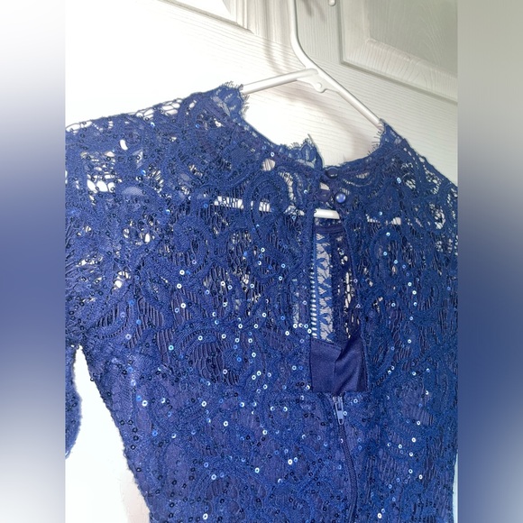 Sequin Hearts Junior Size 3 formal cocktail sequin long sleeve lace mini dress - Picture 6 of 10
